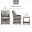 Ensemble de conversation d'extérieur en rotin 5 pièces avec chaises coussinées, repose-pieds et table d'appoint en verre Elle Decor