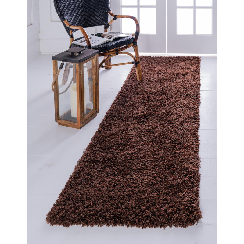 Tapis noir de jais Santoshi, Tapis de couloir 2 pi 7 po x 16 pi 5 po, Brun chocolat