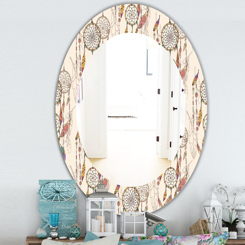 Miroir mural bohémien et éclectique rêve catcher, H 31,5 po x l 23,7 po