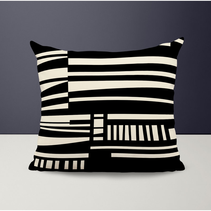 Housse et insert de coussin décoratif en polyester, L 15 po x H 15 po, Noir