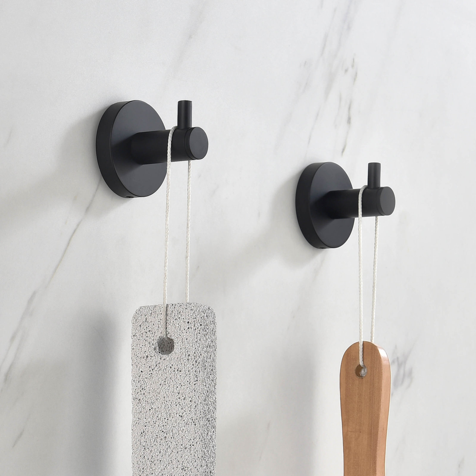 Circular Single Wall-Mounted Robe Hook, Matte Black