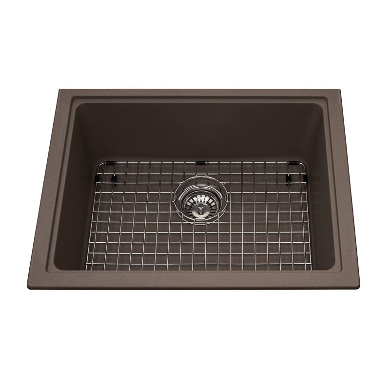 23'' L Single Bowl Granite Kitchen Sink, Storm