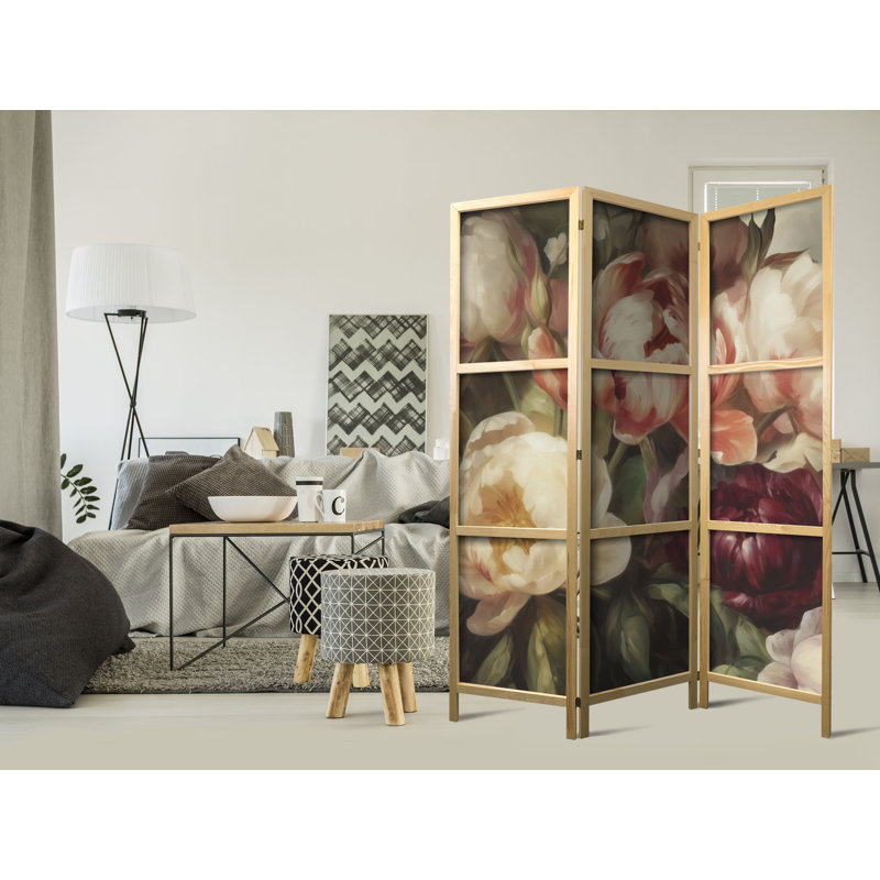 171cm H Solid Wood Folding Room Divider, 171cm H x 135cm W x 1.2cm D, 3