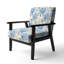 Chaise d'appoint blanche et bleue en tissu damassé Breeze I - Velours rembourré et éclectique