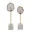 Ensemble de 2 statues décoratives, agate blanche et marbre, accent doré