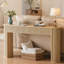 Console moderne à pieds courbés, table d'appoint autoportante pour le couloir, bois naturel-129505261-129505266-129505264