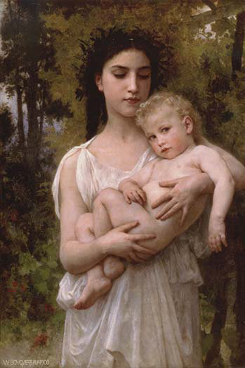 " Little Brother " by William Bouguereau, 42" H x 28" W x 1.5" D