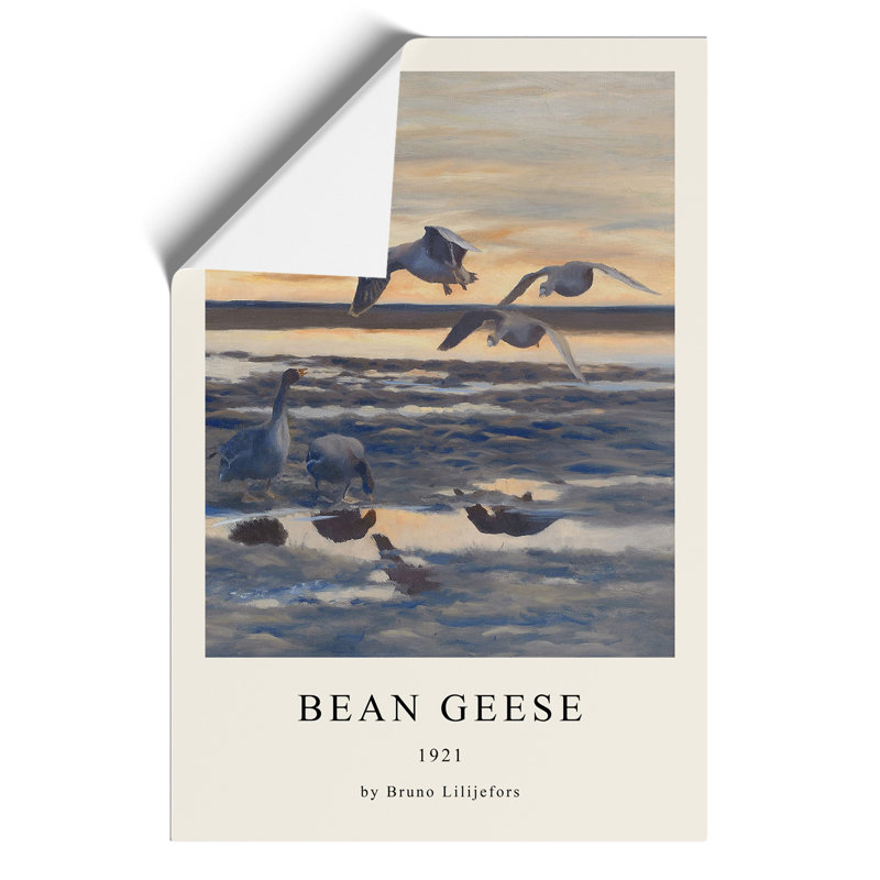 Bean Geese Shedding by Bruno Liljefors - No Frame Painting, 30cm H x 21cm W x 0.1cm D