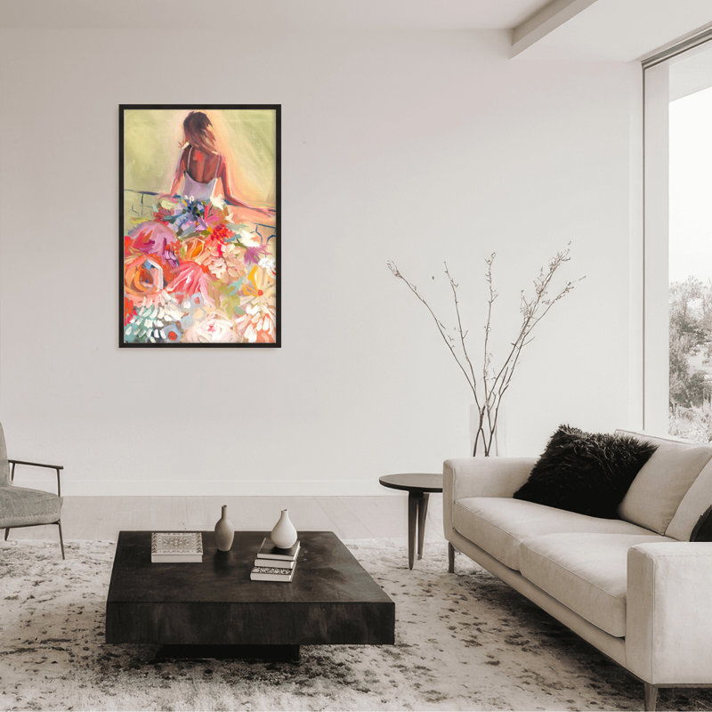 Nature Inspired Blossom Reverie: The Enigmatic Backdrop, Black, 24" H x 16" W x 1.125" D, Framed Print