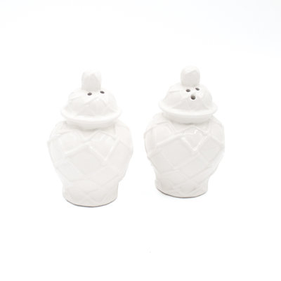 White Textured Jar Salt & Pepper Shaker Boxed Set