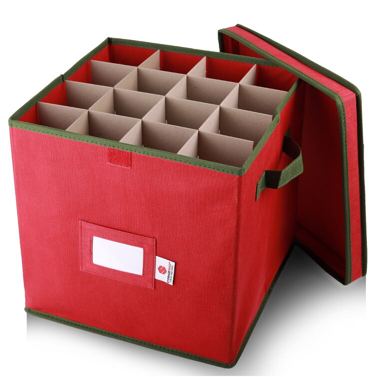 Ornament Storage Box with 48 Compartments and Dividers, Red Canvas -  AliExpress