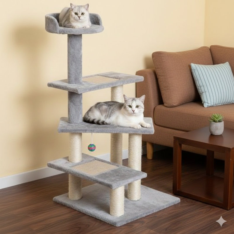 Tour pour chat avec escalier tournant