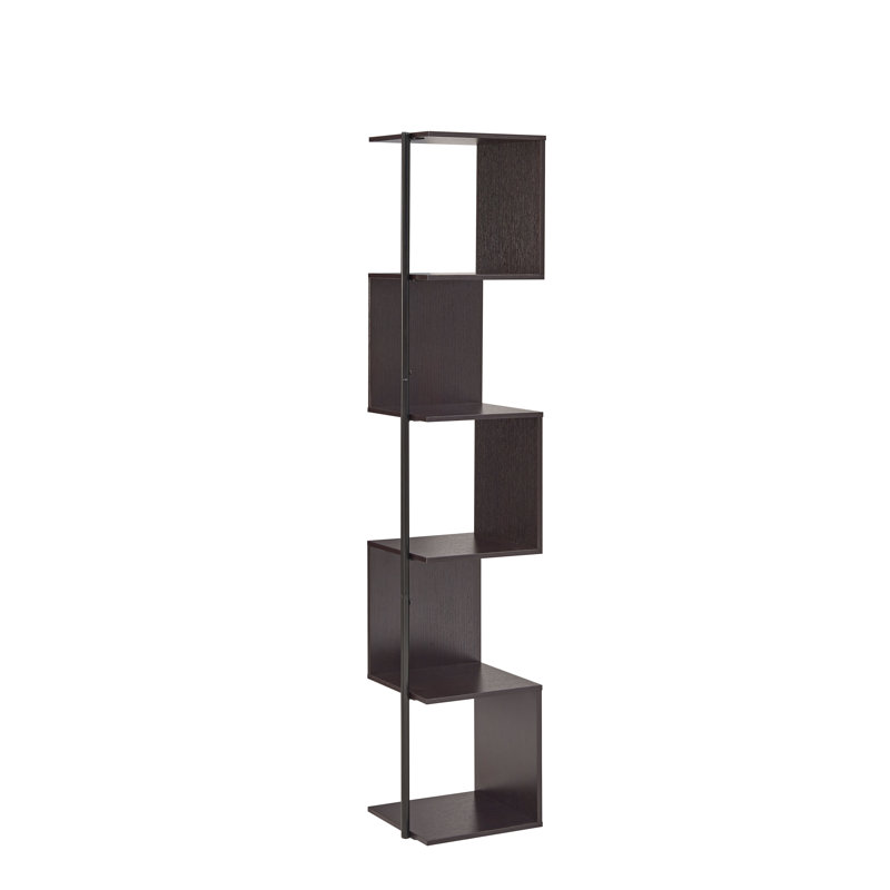 Seldovia 61.5"H 5-Tier Corner Bookcase, Dark Brown