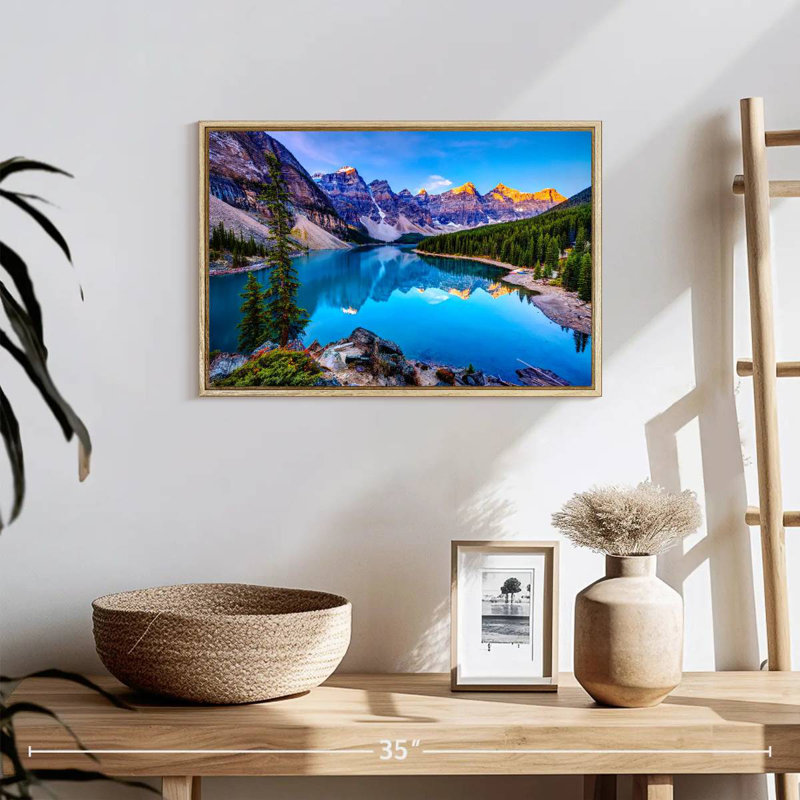 Incroyable lac Moraine, Cadre flottant en bois naturel, 19 po x 13 po