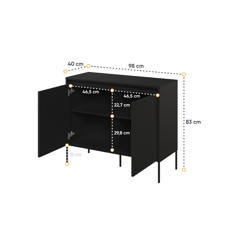 Aileu 98cm Sideboard, Black Matt