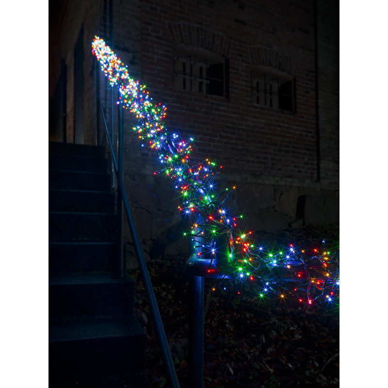 LED Cluster Light Set - Outdoor, Multi-Function, Black Cable, Red/Green/Blue, 0.74cm H x 500cm W x 930cm D