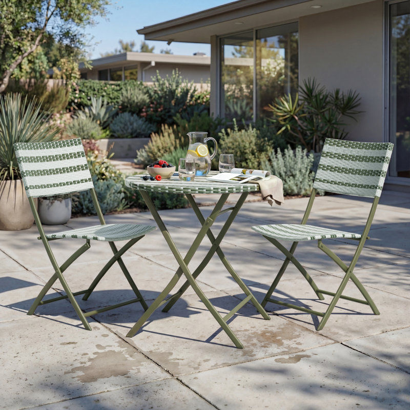 2 - Person Patio Dining Set with Round Table, Green