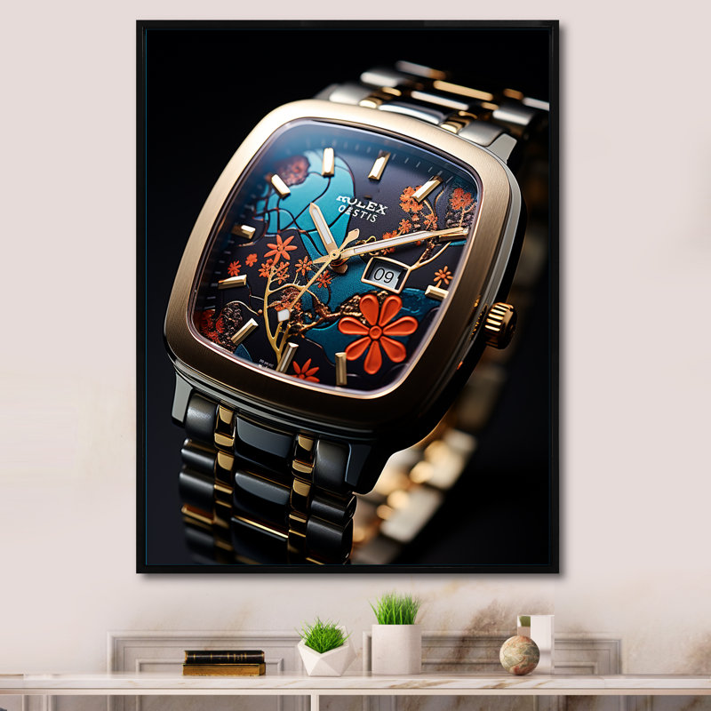 Montres de luxe en acier Sentinel II - impressions sur toile tendance, H 32 po x l 16 po x P 1 po, Cadre flottant noir