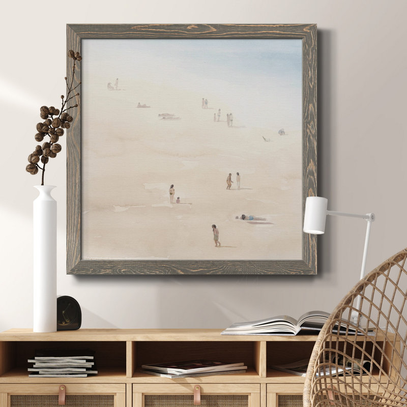 Beach Goers I-Premium, toile encadrée - prête à être accrochée, H 20 po x l 20 po x P 1 po, Cadre gris