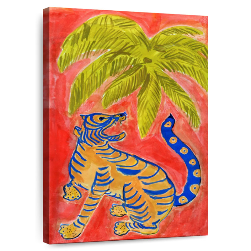 Brampt Tiger Under Palms, 39" H x 26" W