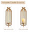 Ensemble de 2 appliques murales miroir avec cadre en métal arqué, porte-bougies (doré)-134453833