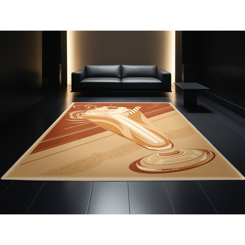 Machine Washable Easton Milkshake Vintage Vintage Look Rug in Brown – Beige Binding, 5x7
