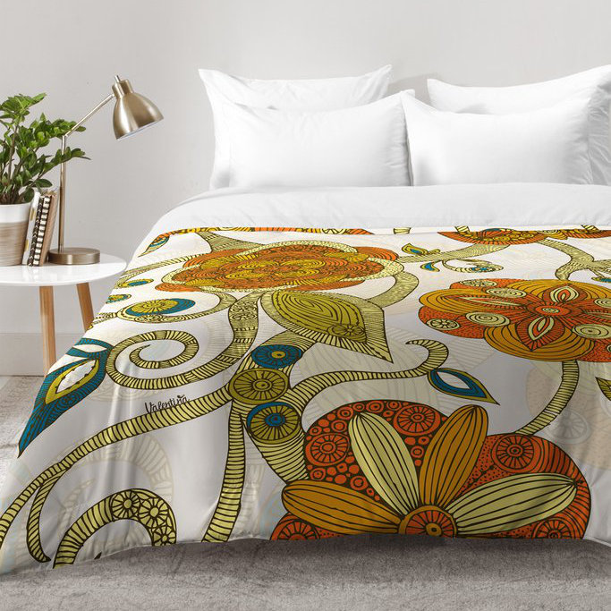 Ensemble d'édredon fleurs, Édredon pour lit simple TG + 1 taie décorative