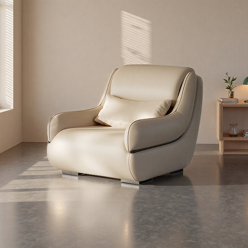 Chaise d'appoint élégante avec similicuir, Beige
