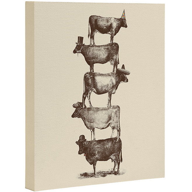 « cow cow nuts », reproduction d’impression sur toile tendue, H 20 po x l 16 po x P 1,5 po