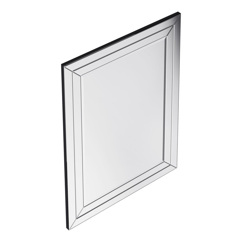 Glass Flat Wall Mirror with Hooks, 40" x 30"
