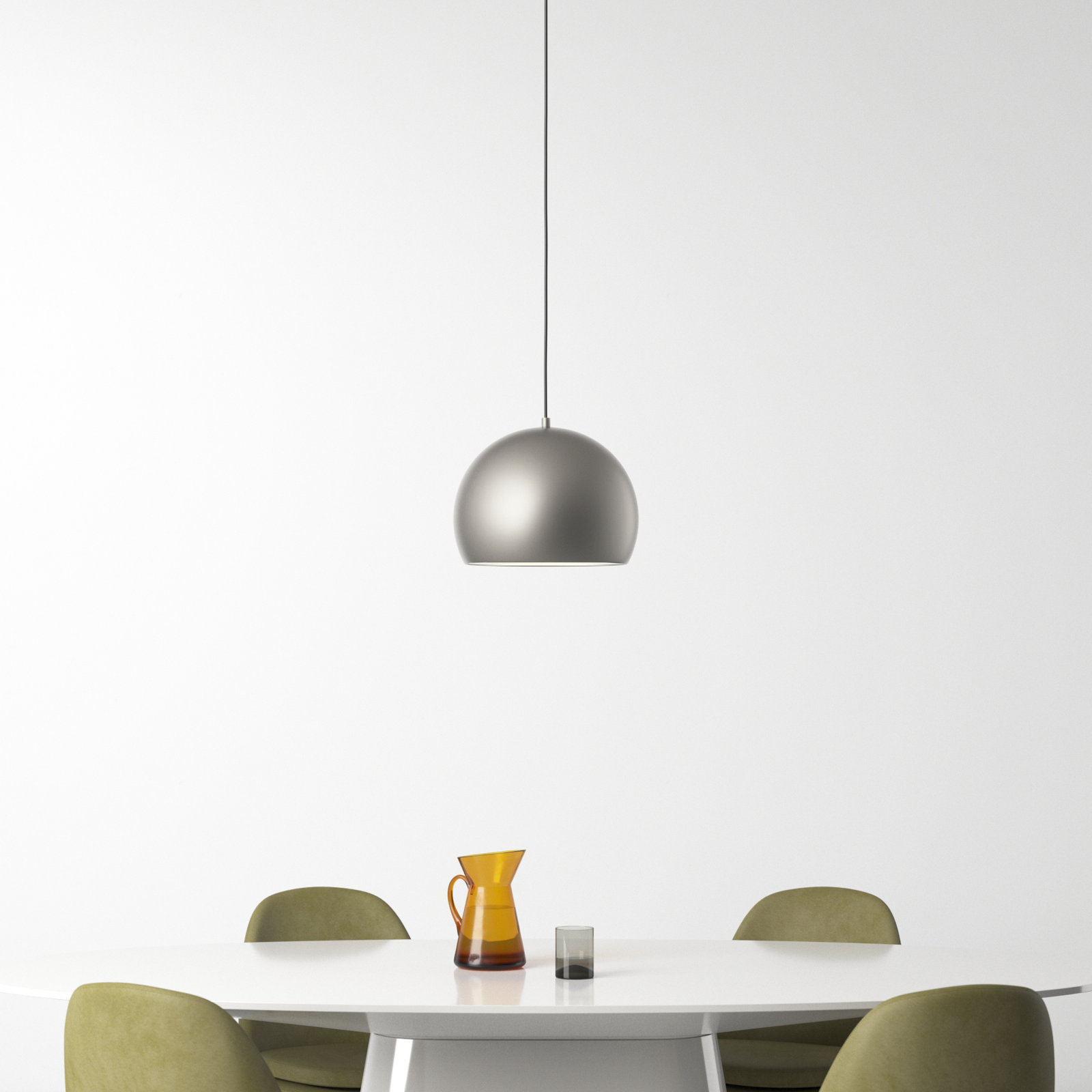 Nelle Single Light Metal Dimmable LED Pendant, Satin Nickel/Black, 14.5" H x 19.75" W x 19.75" D
