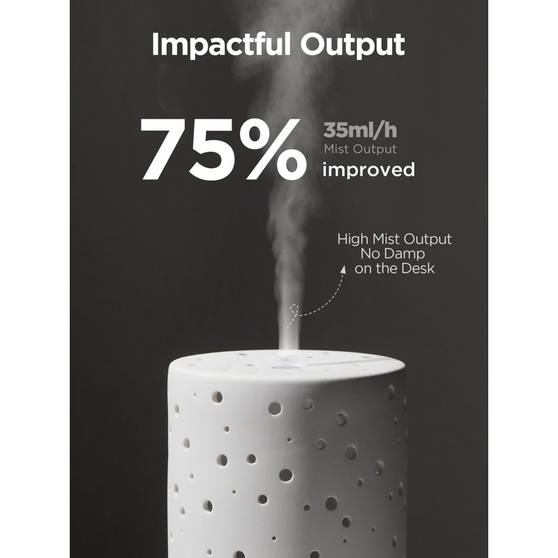 150ml Ceramic Essential Oil Diffuser, Ultrasonic Cool Mist Humidifier with 2 Mist Modes & Auto Off for Home/Office