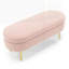 Banc de rangement repose-pieds ovale en flanelle avec pieds en métal robustes pour un décor moderne et élégant-1830650788