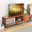 George Oliver Bamboo Tv Stand Console Table With Pe Rattan Door & 2 Drawers For Tv Up To 65" Brown