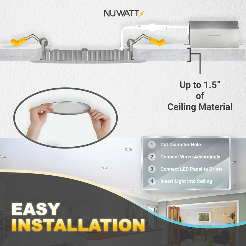 Ultra Slim Brushed Nickel 4-Inch LED Canless Recessed Downlight Kit