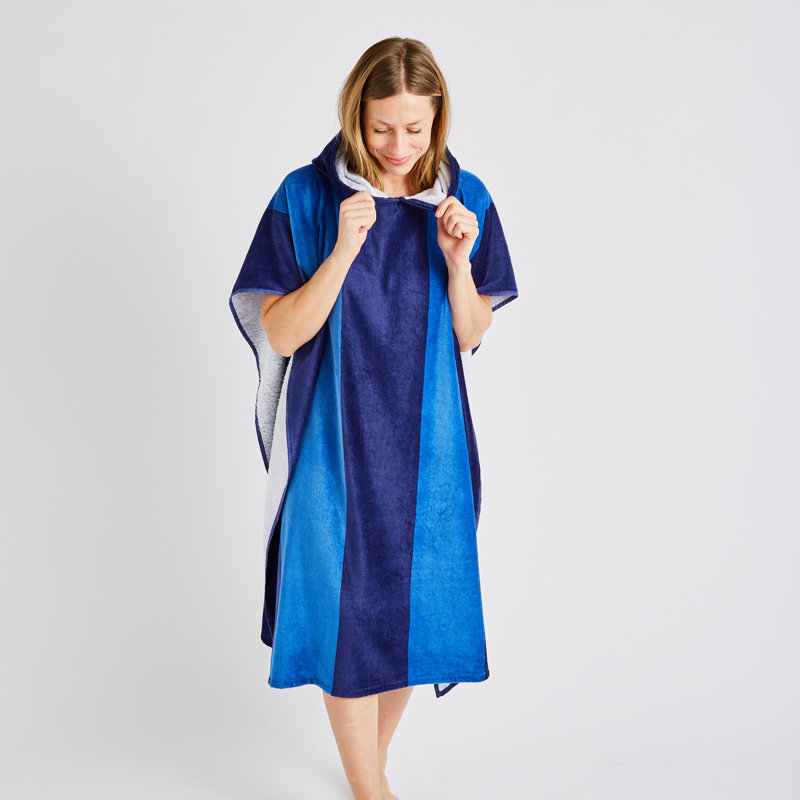 Stripe Hooded Towel Poncho