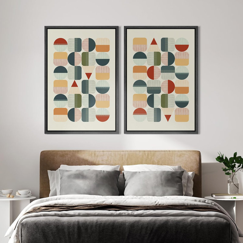 Illustration de style Mid-Century Mid-Century, H 24 po x l 32 po, Noir