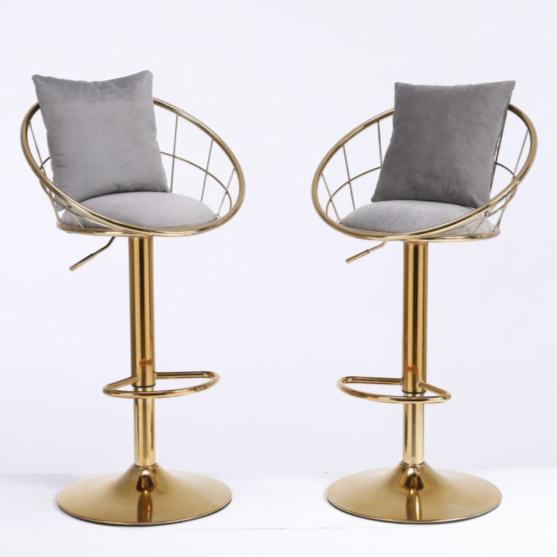 Elina Set of 2 bar Chair, 360 degree rotation, adjustable height, Gray