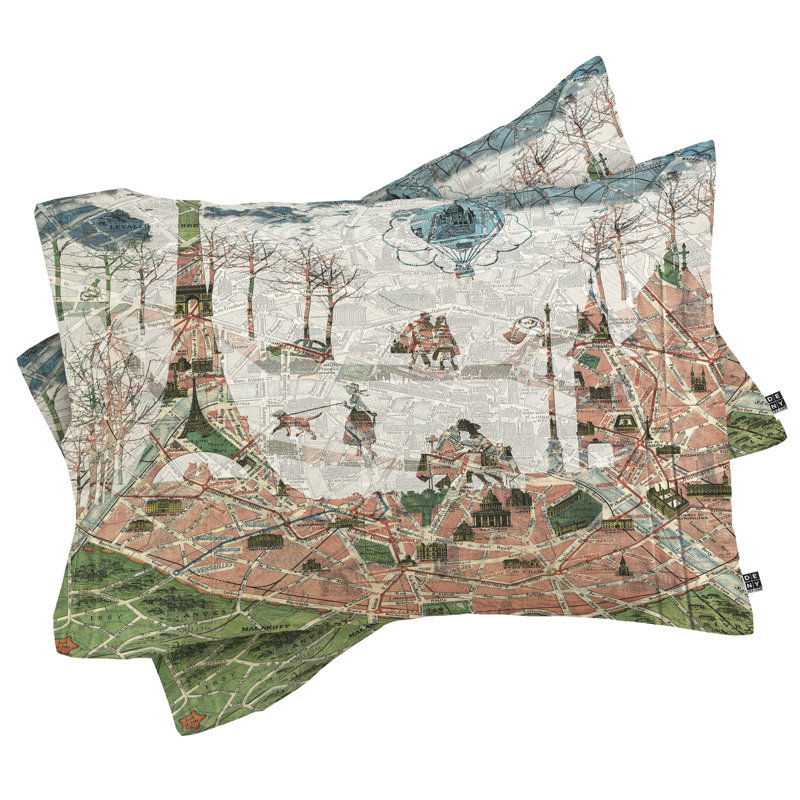 Map Under the Paris Sun Pillowcase