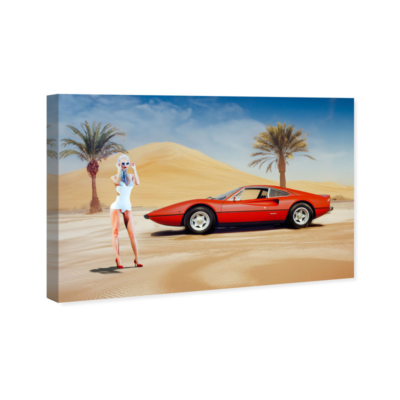 Perfect Place to Tan Canvas Transportation Print by Oliver Gal, 11"H x 16"W, Gold Frame