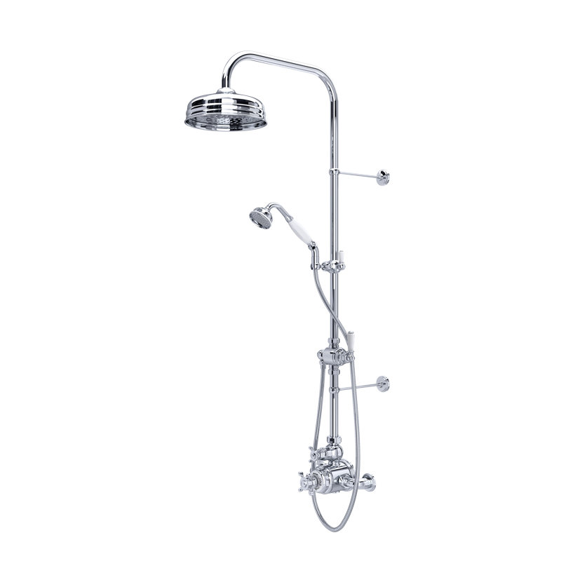 Edwardian™ 3/4" Thermostatic Shower System, Polished Chrome, Cross Handle