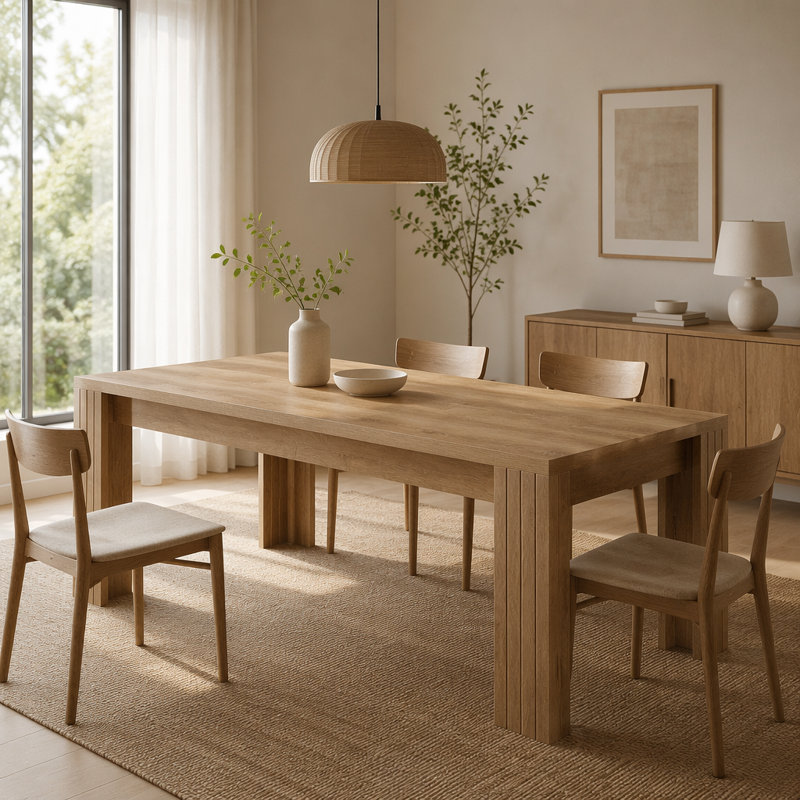Spacious Rectangular Dining Table for Six, Durable Kitchen Furniture with Scratch Resistant Surface and Sturdy Construction.