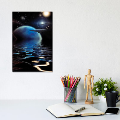 Spacecrafts Over An Alien Sea by Bruce Rolff - Wrapped Canvas Rectangle Print