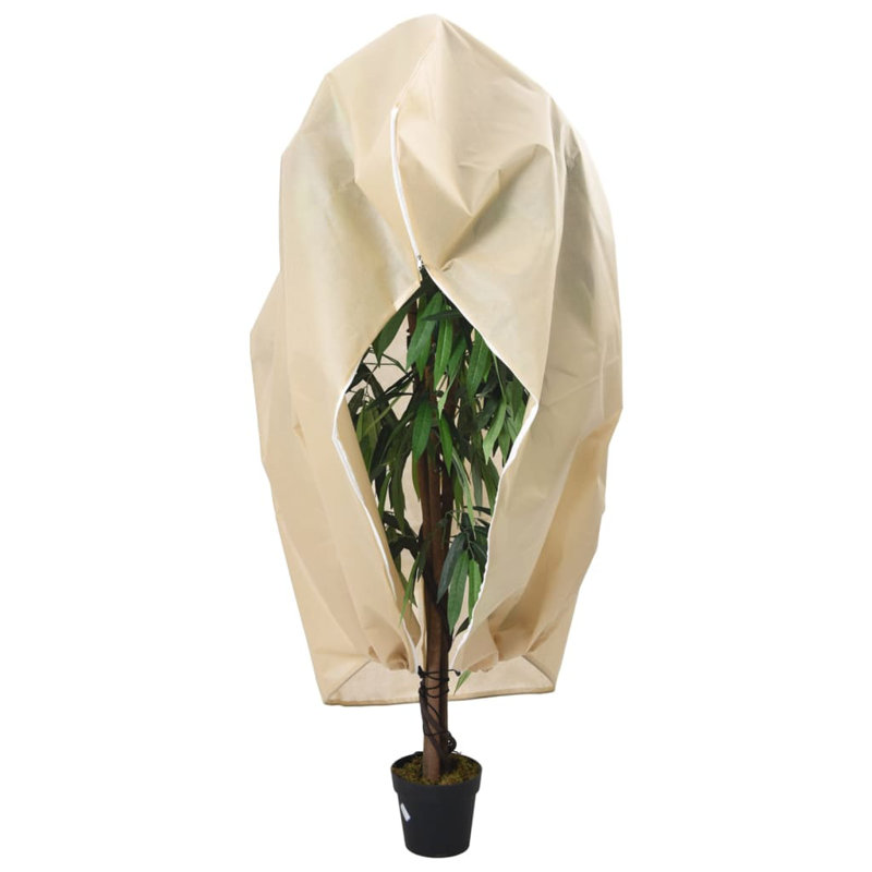 Birce Plant Fleece Cover, Beige