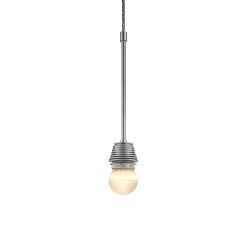 Mini Chrome LED Pendant with White Artisan Glass Shade