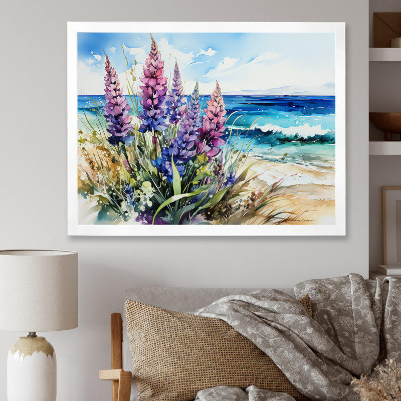 Bonnets bleus sur la plage II, Blanc, H 24 po x l 32 po x P 1 po