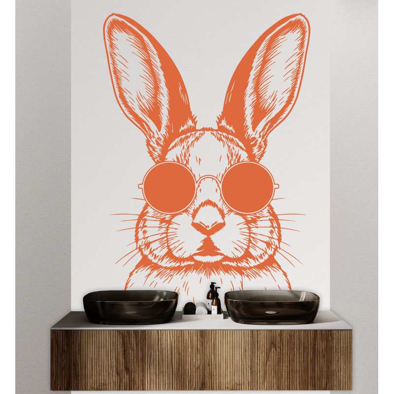 Adhésif décoratif lunettes de soleil lapin, décor de lapin, autocollants de salle de bain 304DRE, 22 po x 32 po, Vert