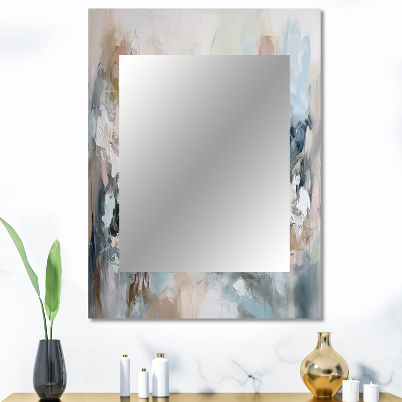 Délicat coup de pinceau abstrait, peinture abstraite IV, miroir mural décoratif moderne, impression sur métal, 40 po x 30 po