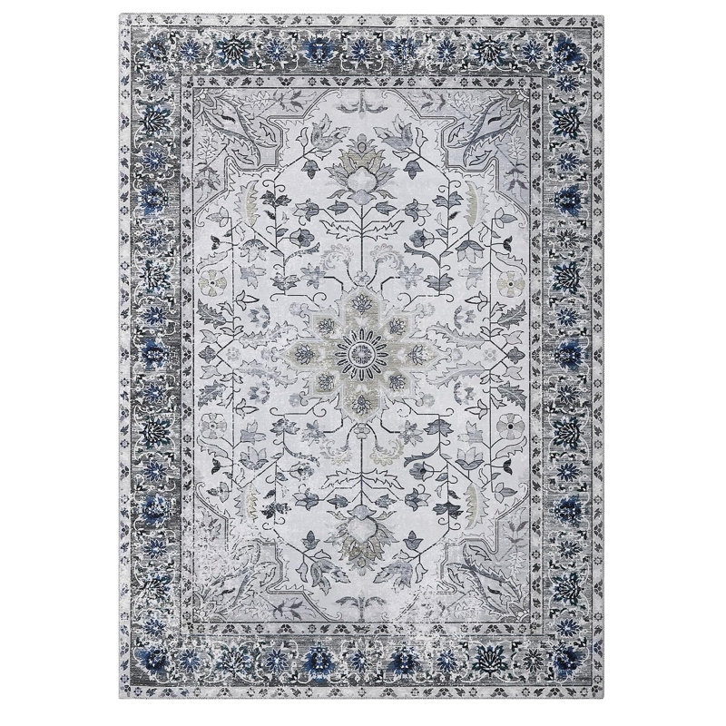 Tapis lavable rétro pour tapis de salon, Rectangle 9 pi x 12 pi