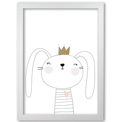 Scandi Cute Bunny With Crown - Painting